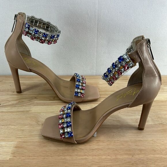 Thalia Sodi Linzee Embellished Zip-Up Pumps- Nude- Size 6 M - Picture 3 of 9